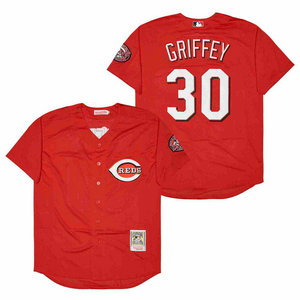 Cincinnati Reds #30 Ken Griffey Red BP Throwback Authentic Stitched MLB Jersey