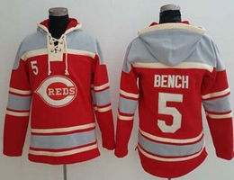 Cincinnati Reds #5 Johnny Bench Red Sawyer Hooded Sweatshirt Baseball Hoodie