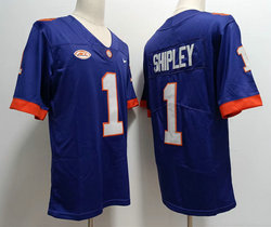 Clemson Tigers #1 Will Shipley Purple Vapor Untouchable Authentic Stitched NCAA Jersey