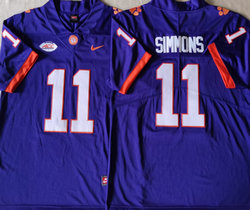 Clemson Tigers #11 Isaiah Simmons Purple Vapor Untouchable Authentic Stitched NCAA Jersey
