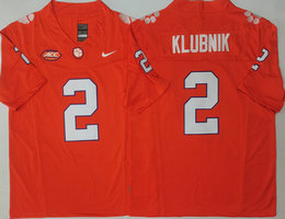Clemson Tigers #2 Cade Klubnik Orange Authentic Stitched NCAA Jerseys