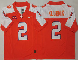 Clemson Tigers #2 Cade Klubnik Orange White Authentic Stitched NCAA Jersey