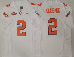 Clemson Tigers #2 Cade Klubnik White Authentic Stitched NCAA Jersey