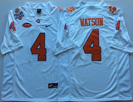 Clemson Tigers #4 DeShaun Watson White Authentic Stitched NCAA Jersey