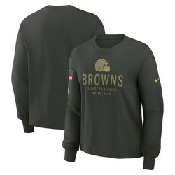 Cleveland Browns Dark Green 2025 Salute To Service Sideline Dri-FIT Long Sleeve T-Shirt