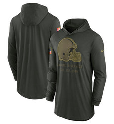Cleveland Browns Forest Green 2025 Salute To Service Sideline Dri-FIT Lightweight Pullover Hoodie