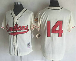 Cleveland Indians #14 Larry Doby Cream Throwback Authentic Stitched MLB jersey