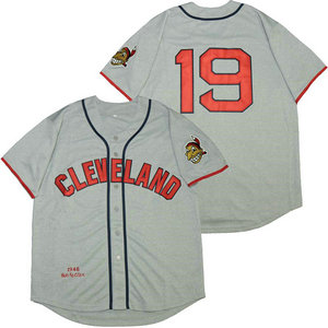 Cleveland Indians #19 Bob Feller Cray 1948 Throwback Authentic Stitched MLB jersey