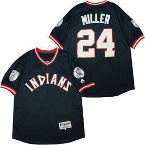 Cleveland Indians #24 Manny Ramirez Navy Pullover Throwback Authentic Stitched MLB Jersey