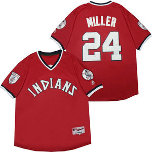 Cleveland Indians #24 Manny Ramirez Red Pullover Throwback Authentic Stitched MLB Jersey