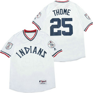 Cleveland Indians #25 Jim Thome White Pullover Authentic Stitched MLB Jersey