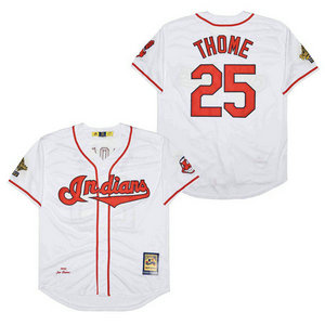 Cleveland Indians #25 Jim Thome White Throwback Game Authentic Stitched MLB Jersey