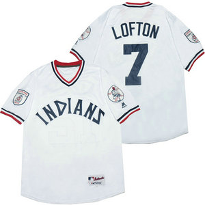 Cleveland Indians #7 Kenny Lofton White Authentic Stitched MLB Jersey