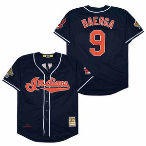 Cleveland Indians #9 Carlos Baerga Navy Throwback Stitched MLB Jersey