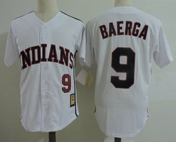 Cleveland Indians #9 Carlos Baerga White Throwback Stitched MLB Jersey