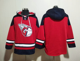 Cleveland Indians Blank Red All Stitched Hooded Sweatshirt
