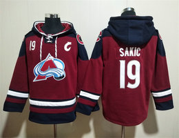Colorado Avalanche #19 Joe Sakic Red All Stitched Hooded Sweatshirt