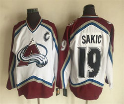 Colorado Avalanche #19 Joe Sakic White Throwback Authentic Stitched NHL jerseys