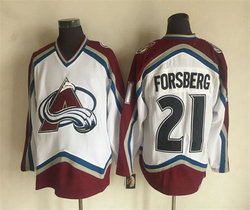 Colorado Avalanche #21 Peter Forsberg White Throwback Authentic Stitched NHL jersey