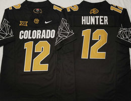 Colorado Buffaloes #12 Travis Hunter Black With Big 12 XII Patch 2024 F.U.S.E Jersey
