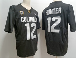 Colorado Buffaloes #12 Travis Hunter Black no patch on arm Authentic Stitched NCAA Jersey