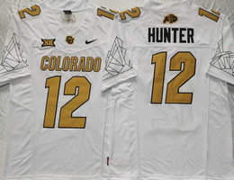 Colorado Buffaloes #12 Travis Hunter White With Big 12 XII Patch 2024 F.U.S.E College Football Stitched Jersey