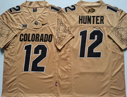 Colorado Buffaloes #12 Travis Hunter Yellow With Big 12 XII Patch 2024 F.U.S.E College Football Stitched Jersey