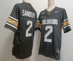 Colorado Buffaloes #2 Shedeur Sanders Black White number With Big 12 XII Patch F.U.S.E Jersey