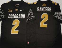 Colorado Buffaloes #2 Shedeur Sanders Black With Big 12 XII Patch 2024 F.U.S.E College Football Stitched Jersey