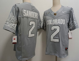 Colorado Buffaloes #2 Shedeur Sanders Gray white number Football Stitched Jersey