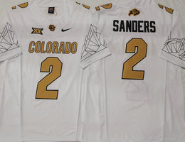 Colorado Buffaloes #2 Shedeur Sanders White With Big 12 XII Patch 2024 F.U.S.E College Football Stitched Jersey