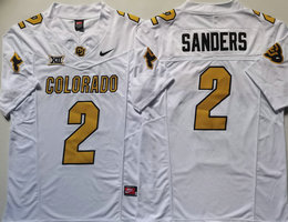 Colorado Buffaloes #2 Shedeur Sanders White sleeve with and Big 12 XII Patch Football Stitched Jersey