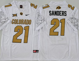 Colorado Buffaloes #21 Shedeur Sanders White With Big 12 XII Patch 2024 F.U.S.E College Football Stitched Jersey