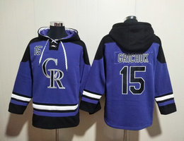 Colorado Rockies #15 Randal Grichuk Blue All Stitched Hooded Sweatshirt