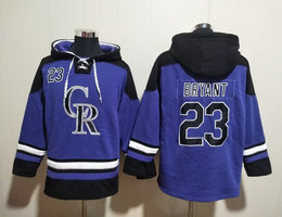 Colorado Rockies #23 Kris Bryant Blue All Stitched Hooded Sweatshirt
