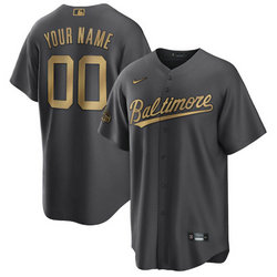 Custom Nike Baltimore Orioles Charcoal 2022 All Star Authentic Stitched MLB Jersey