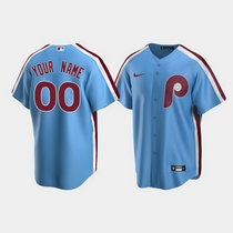 Custom Nike Philadelphia Phillies Light Blue Cooperstown Collection Game Authentic Stitched MLB Jersey