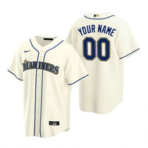 Custom Nike Seattle Mariners Cream Game Authentic Stitched MLB jersey