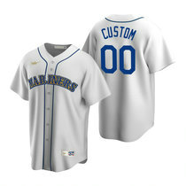 Custom Nike Seattle Mariners White Cooperstown Collection Game Authentic Stitched MLB jersey
