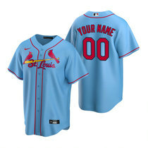 Custom Nike St.Louis Cardinals Light Blue Game Authentic stitched MLB jersey