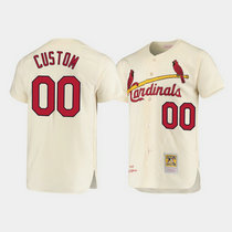 Custom St.Louis Cardinals Cream Mitchell & Ness Authentic Stitched MLB Jersey