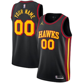 Customized Jordan Atlanta Hawks Black Authentic Stitched NBA jersey