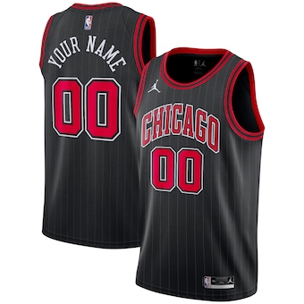 Customized Jordan Chicago Bulls Black Authentic Stitched NBA jersey
