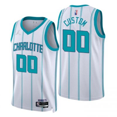 Customized Jordan Charlotte Hornets White 75th Anniversary Authentic Stitched NBA jersey