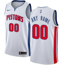 Customized Nike Detroit Pistons White Authentic Stitched NBA jersey