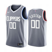 Customized Nike Los Angeles Clippers Gray 2020-21 City Authentic Stitched NBA jersey