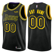 Customized Nike Los Angeles Lakers Black Authentic Stitched NBA jersey