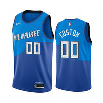 Customized Nike Milwaukee Bucks Blue 2020-21 City Authentic Stitched NBA jersey