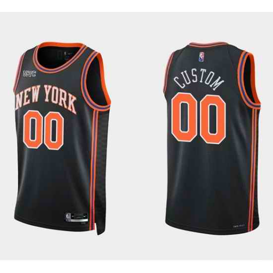 Customized Nike New York Knicks Black 75th Anniversary Authentic Stitched NBA jersey