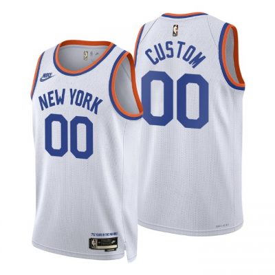 Customized Nike New York Knicks White 75th Anniversary Authentic Stitched NBA jersey